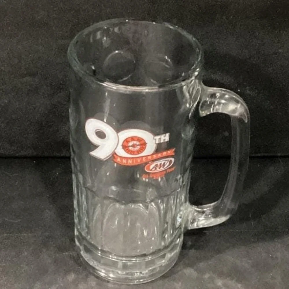 A&W Root Beer 90th Anniversary Mug, Vintage Heavy‎ Glass, Replacement Drinkware